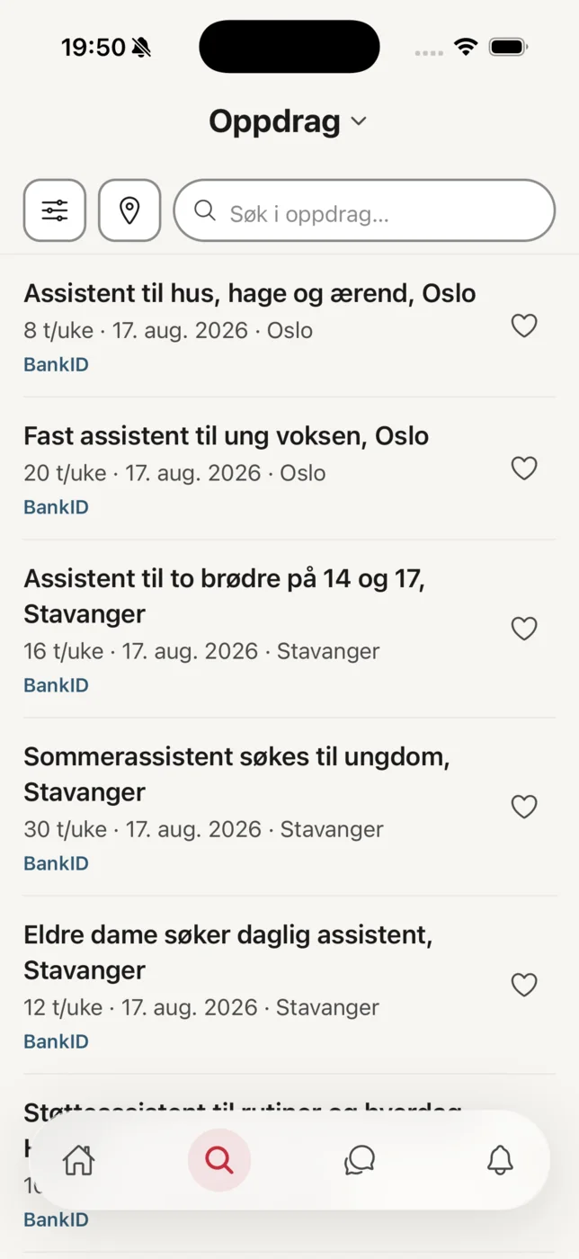 Mobilappen: Oppdrag nær deg